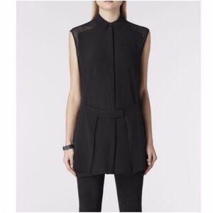 ALLSAINTS 100% Silk Danica Tunic Black Size 2